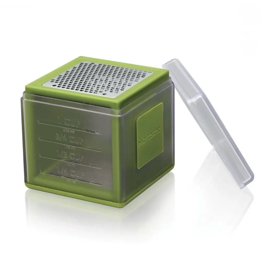 Microplane 3-in-1 Cube Grater Green Fine Ribbon Coarse Blades
